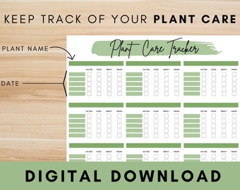 Plant Care Tracker | DIGITAL DOWNLOAD | Printable Plant Chart | Plant Gift For Her | Plant Care Chart | Plant Care | Plant Watering Tracker