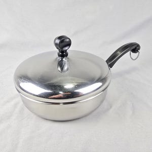 Vintage Farberware 7" Frying Pan Skillet & Lid Aluminum Clad Stainless Steel NYC USA