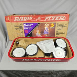 Vintage Radio Flyer #9 Heavy Duty Steel Metal Wagon Red Made in USA New Open Box