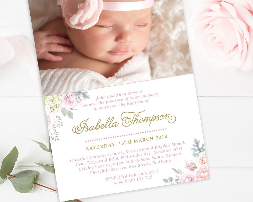 Printable Girl Baptism Invitation Photo Christening Etsy Australia