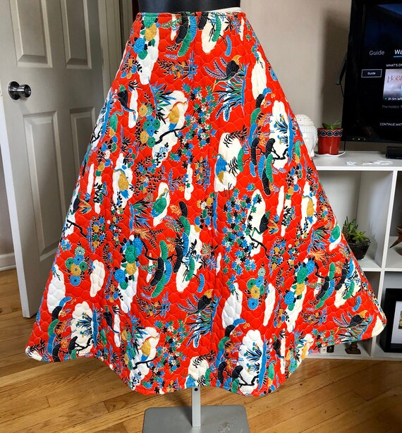 Vintage 1960s novelty Asian crane print circle ski