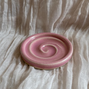 Mini Pink soap dish, ceramic bathroom tray, handmade kitchen pottery, household soap holder, thrown soap holder, textured soap dishes