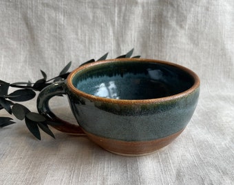 NEW Earth 300ml cappuccino mug, Handmade ceramic mug,  green cup, coffee summer mugs, tea coffee lover, beach glazed dining