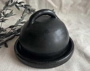 Black ceramic butter dish, handmade butter cellar, hand thrown butter dishes