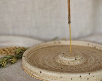 Cream Incense Stick Holder, Home Decor, Boho Home, Hand Thrown Ceramics, Sage Burning Tray, Cream Dish