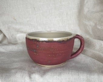 Handmade ceramic cappuccino mug, Dark Pink glazed cup, clay cup, 300ml latte mugs, unique british gift, tea coffee lover,