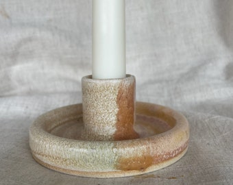 Dunes candlestick set, peach and cream candle gift homeware, boho home decor, Speckled candle stick holder