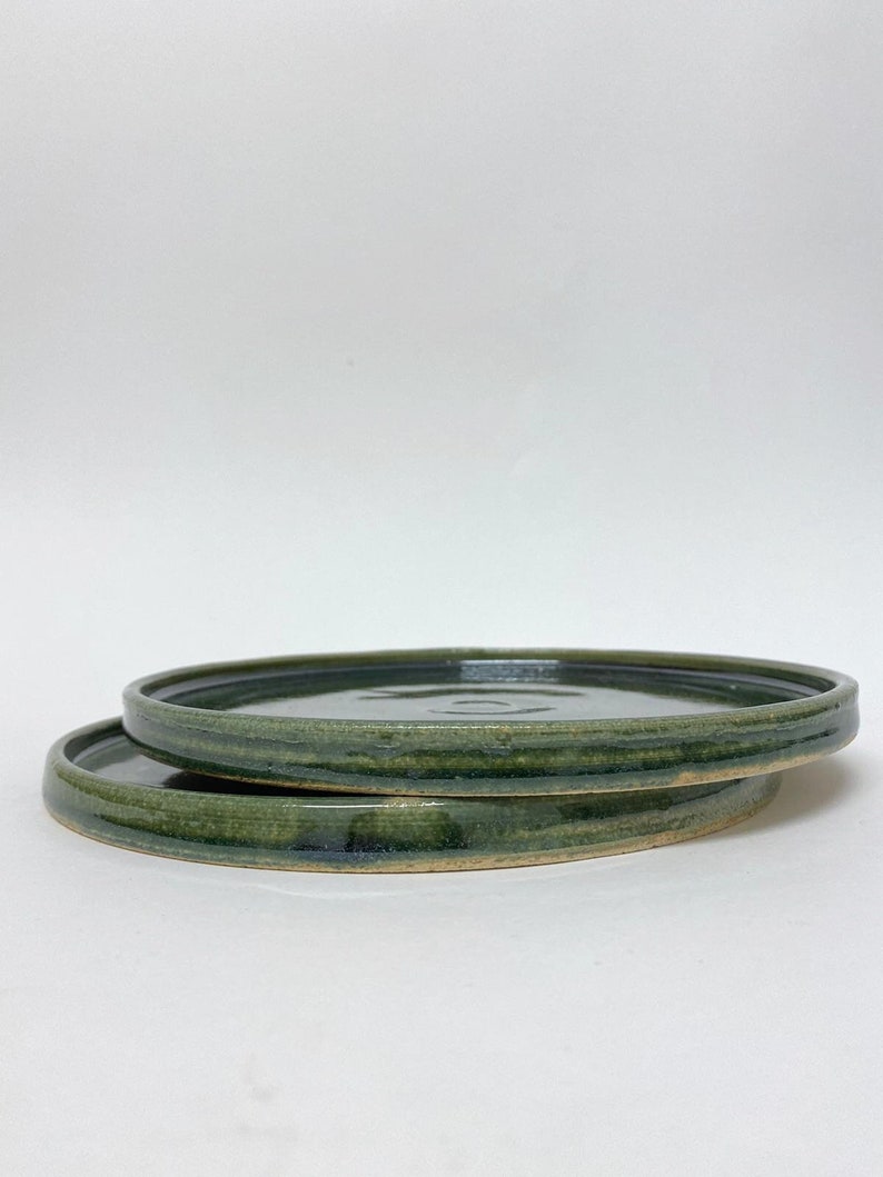 Thrown Ceramic Plates Handmade Lunch Plate Unique Green Etsy