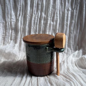 NEW Earth Behälter, Behälter mit Löffel, Kaffeedose, Zuckerdose, Beutelhalter für Teebeutel, Küchenorganisation, grün und braun