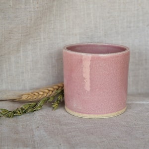 Pink ceramic planter, Handmade glazed beaker, candy floss plant pot, 200ml rose vessel, unique British gift, handcrafted plant pots image 3