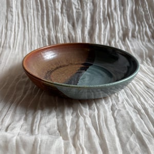 Earth large pasta bowl, handmade wide dish, ceramic serving bowls, pottery decor, home kitchenware, eco friendly, large dining