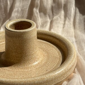 Cream candlestick holder, Neutral candle gift homeware, boho home decor, Speckled candle stick holder image 2