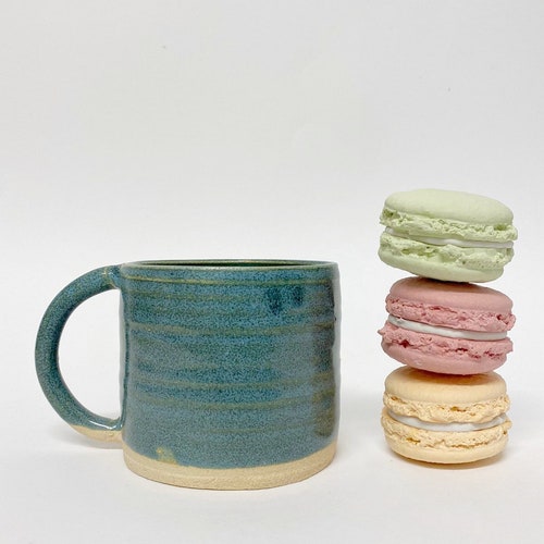 Set of Five Green Ceramic Mugs Vintage Ceramic Mugs Small Etsy