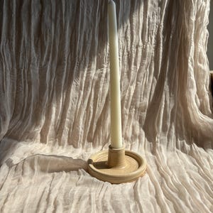 Cream candlestick holder, Neutral candle gift homeware, boho home decor, Speckled candle stick holder image 3