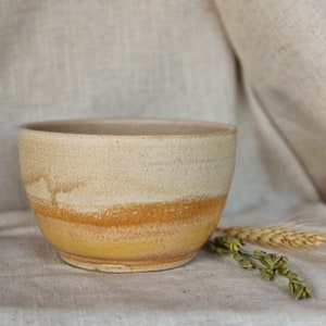 NEW DUNES bowl, handmade ceramic soup bowl, cream stoneware kitchenware, peachy glaze dish, cosy cereal dish, ecofriendly living