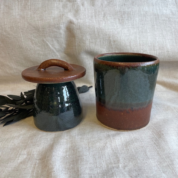 Earth ceramic butter crock, handmade butter cellar, hand thrown butter vessel, french butter dish