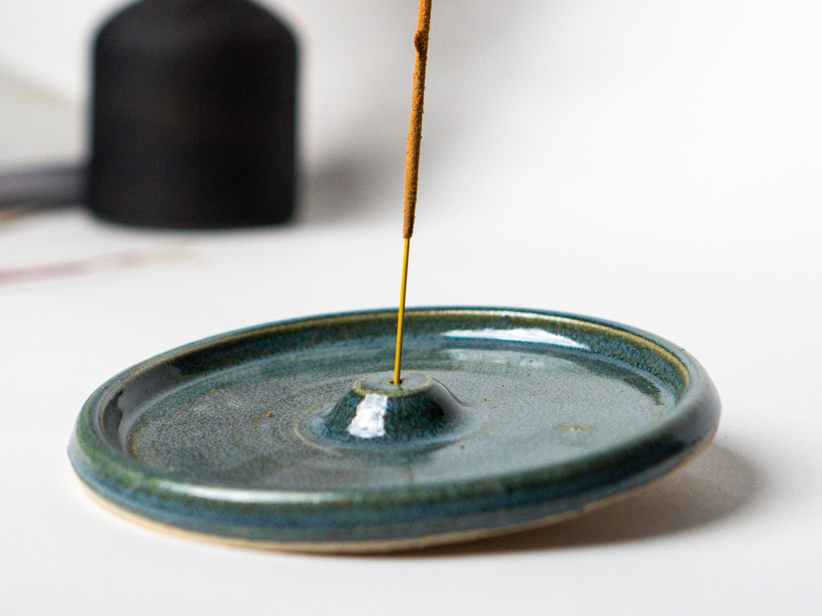 Dark Green Incense Stick Holder, Home Decor, Boho Home, Hand