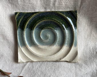Mountains soap dish, rectangular bathroom tray, handmade kitchen pottery, household soap holder, thrown soap holder, textured soap dishes