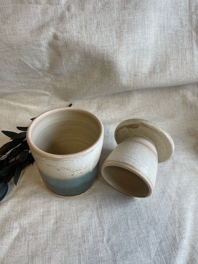 Mountains ceramic butter crock, handmade butter cellar, hand thrown butter vessel, french butter dish image 4