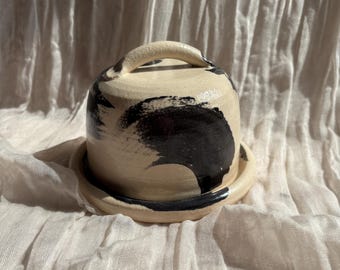 Makers Mark ceramic butter dish, handmade butter cellar, hand thrown butter dishes