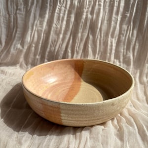 DUNES pasta bowl, handmade ceramic bowl, cream stoneware kitchenware, peachy glaze dish, cosy cereal dish, ecofriendly living