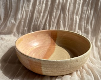 DUNES pasta bowl, handmade ceramic bowl, cream stoneware kitchenware, peachy glaze dish, cosy cereal dish, ecofriendly living