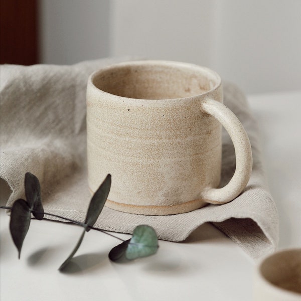 Handmade ceramic mug, Cream glazed cup, 300ml Cream mugs, unique british gift, tea coffee lover, ocean glazed dining, Soft purple mugs
