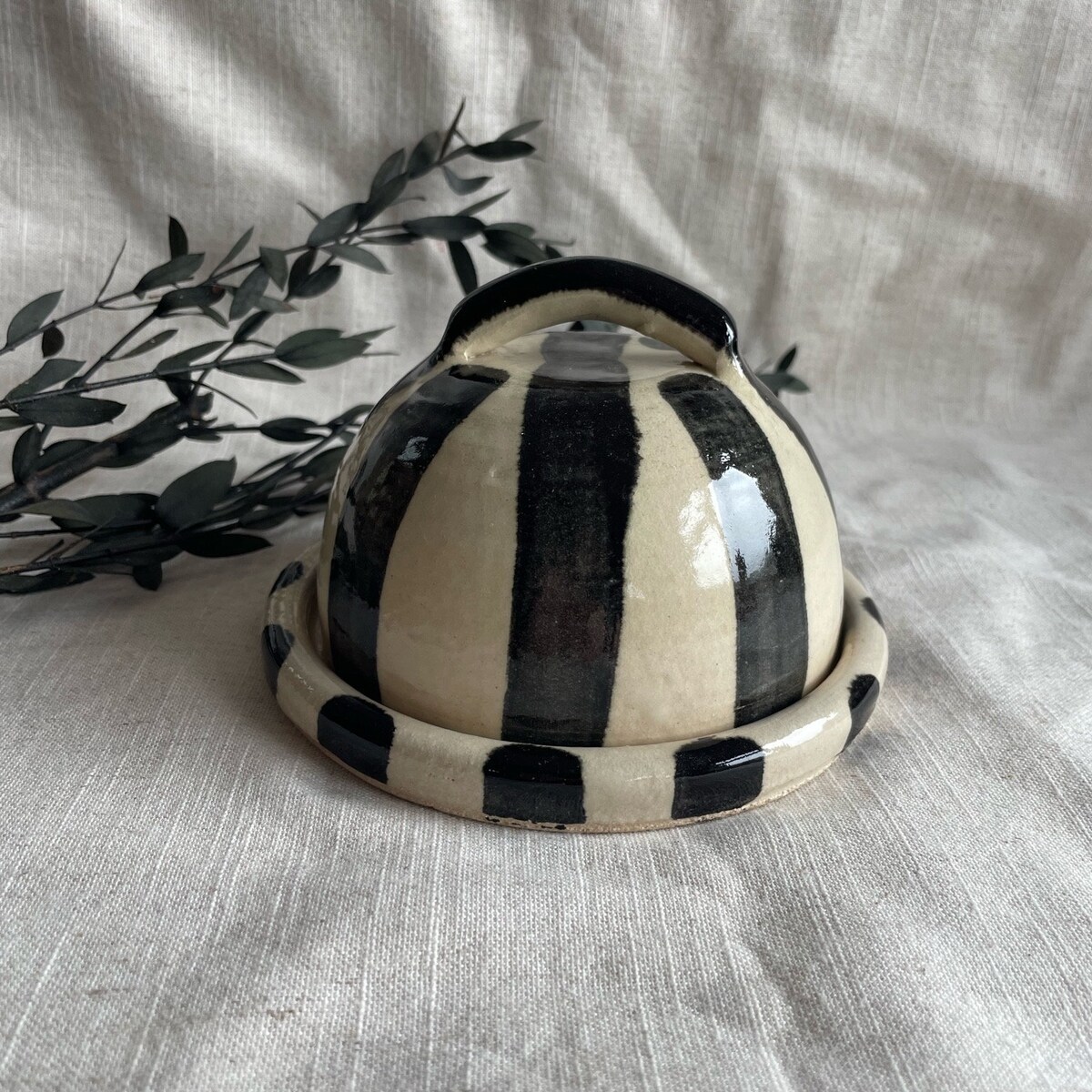 Stripe Ceramic Butter Dish, Handmade Butter Cellar, Hand Thrown Butter Dishes - Etsy