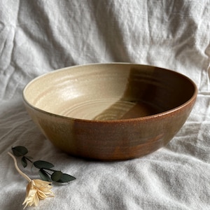 Sandstorm large pasta bowl, handmade wide dish, ceramic serving bowls, pottery decor, home kitchenware, eco friendly living, large dining