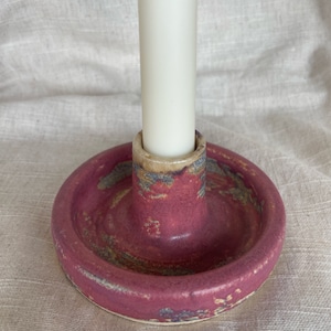 Berry Pink candlestick holder, rose candle gift homeware, boho home decor, bright candlestick holder image 1