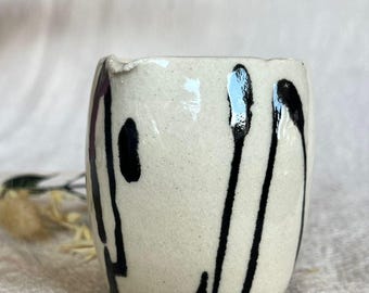 Drizzle ceramic milk jug, 120ml milk bottle, small creamer, handleless pourer, milk vessel, tea set jug, afternoon tea, unique small gift