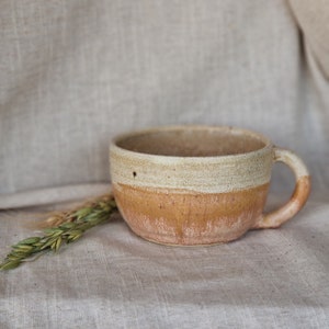 NEUE DÜNEN 300ml Cappuccino-Tasse, handgemachte Keramiktasse, orange Pfirsich-Tasse, Sommer-Kaffeetasse, Tee-Kaffeeliebhaber, Strand-Kaffeetasse