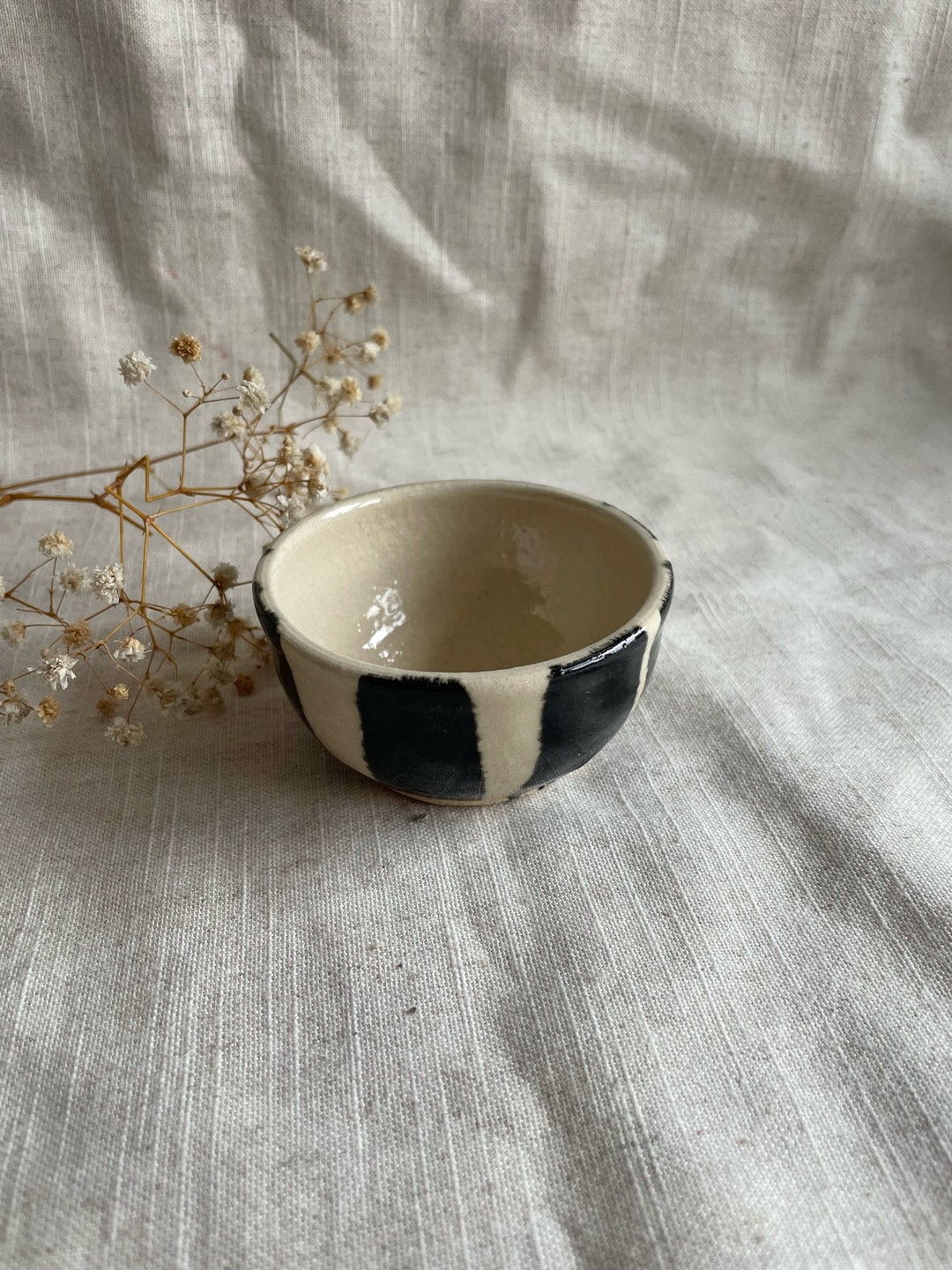 NEW Striped Condiment Pot, handmade ceramics, black and white bowl, glazed ceramics dish, kitchenware, serving ceramics, condiment lovers