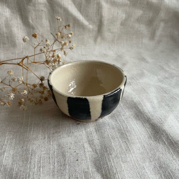 NEW Striped Condiment Pot, handmade ceramics, black and white bowl, glazed ceramics dish, kitchenware, serving ceramics, condiment lovers