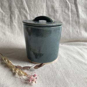 Green ceramic butter crock, handmade butter cellar, hand thrown butter vessel, french butter dish