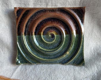 Earth soap dish, rectangular bathroom tray, handmade kitchen pottery, household soap holder, thrown soap holder, textured soap dishes
