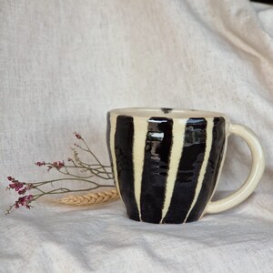 NEW Stripe 500ml Mug, XL black and white Mug, Tea lover mugs, quirky mug, stripey decor image 3