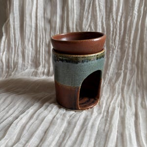Earth ceramic wax burner, ceramic oil burner, handmade ocean pot,  essential oil melter, unique Christmas gift, removable burner dish