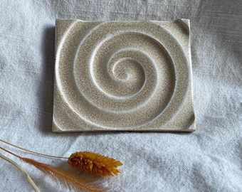 Cream soap dish, rectangular bathroom tray, handmade kitchen pottery, household soap holder, thrown soap holder, textured soap dishes