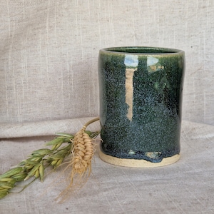 Ceramic Double Espresso cup, 100ml dark green mugs, green ceramic mug, handmade clay cups, unique gift, espresso coffee lover, ceramics shot