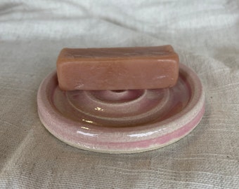 Mini Pink soap dish, ceramic bathroom tray, handmade kitchen pottery, household soap holder, thrown soap holder, textured soap dishes