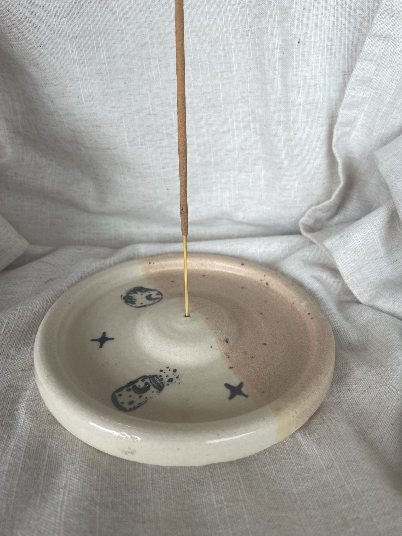 Limited Edition Printed Incense Stick Holder, Celestial Home Decor, Boho Home, Hand Thrown Ceramics, Sage Burning Tray