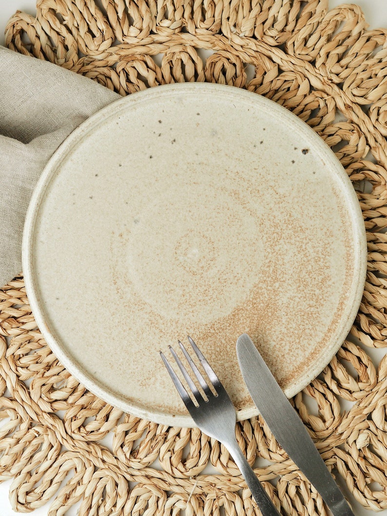 Thrown Ceramic Plates Handmade Lunch Plate Unique Beige Etsy