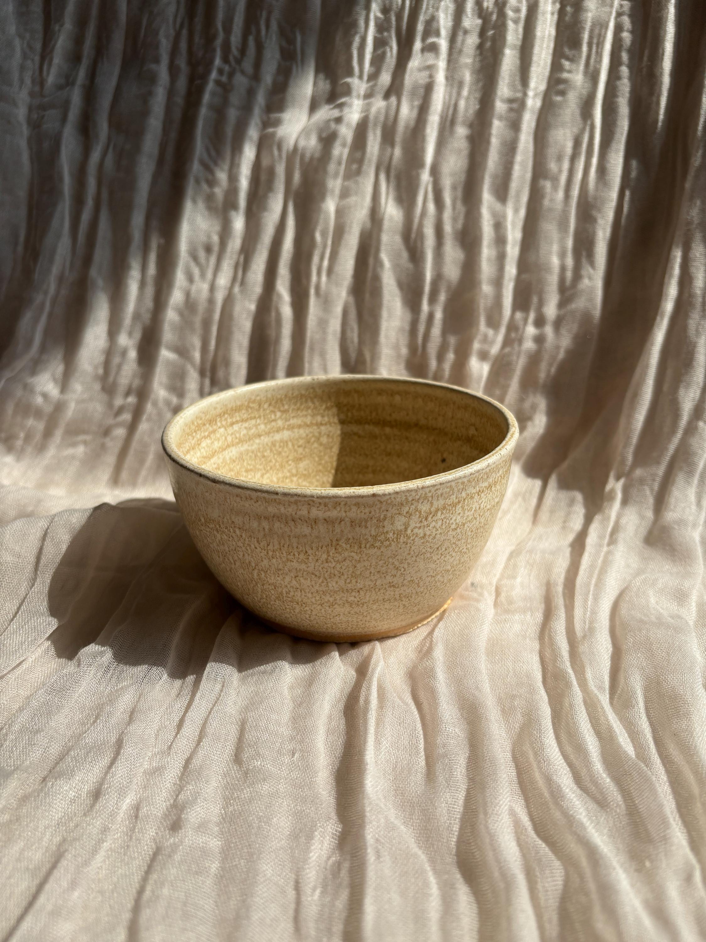 Cream Ceramic bowl, handmade glazed dish, beige stoneware 