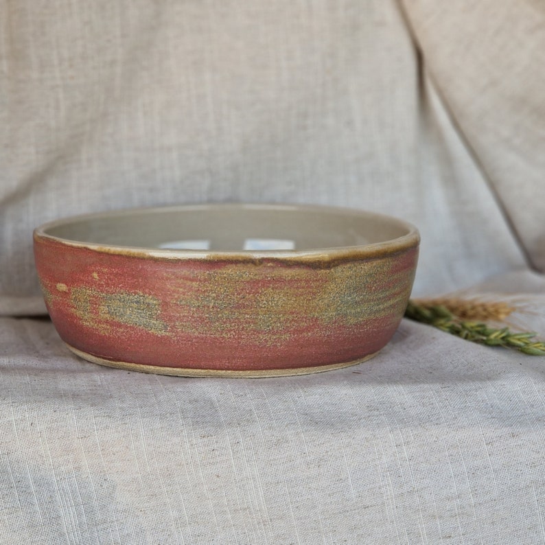 Pink pasta bowl, handmade wide dish, ceramic serving bowls, berry pottery decor, home kitchen plate, eco friendly living,large diningware image 2