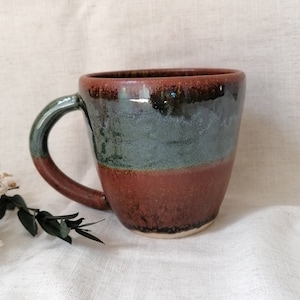 Earth ceramic mug, Green handmade cup, 500ml Cream mugs, unique british gift, tea coffee lover, ocean glazed dining, Shiny mugs