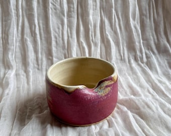 Dark Pink Tea Bag Bowl, handmade bowls, tea coffee bowl