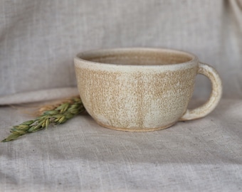 Handmade ceramic cappuccino mug, round Cream cup, 300ml Cream mugs, unique gift, tea coffee lover, ocean glazed dining, Soft purple mugs