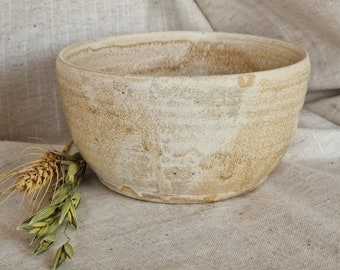 Cream Ceramic bowl, handmade glazed dish, beige stoneware kitchenware, dining soup bowl, eco friendly living, small bowls set