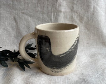 The Makers Mark Handmade ceramic mug, black and white cup, 300ml mugs, unique british gift, tea coffee lover, neutral glazed dining